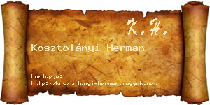 Kosztolányi Herman névjegykártya